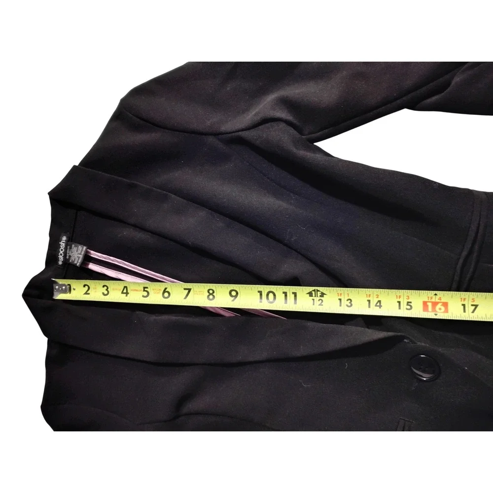 Stoosh Womens Black Ruched 3/4 Sleeve Single Button Blazer‎ Jacket Size Small